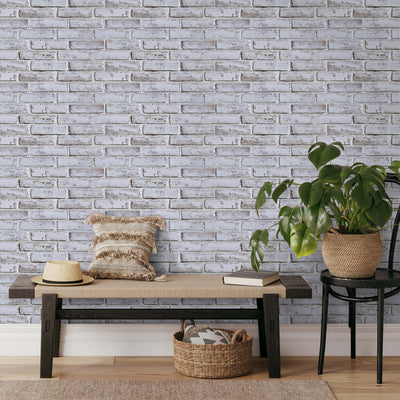 3D White and Gray Brick Wall Panels Peel and Stick -Large Size