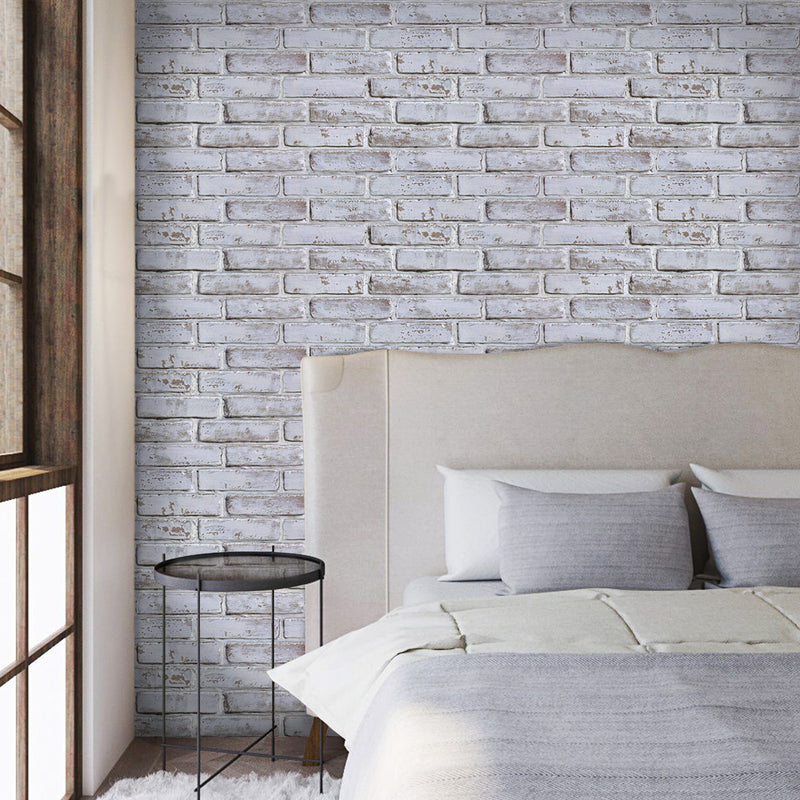 3D White and Gray Brick Wall Panels Peel and Stick -Large Size
