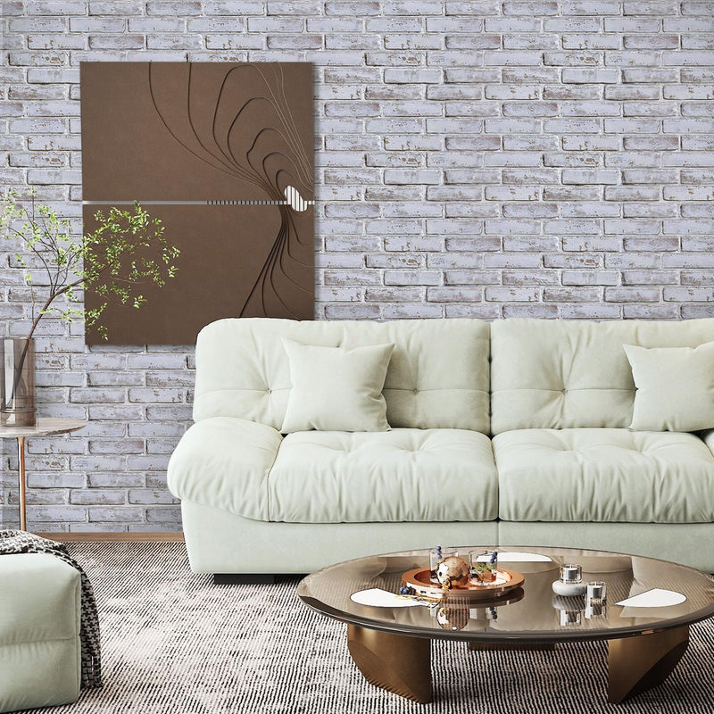 3D White and Gray Brick Wall Panels Peel and Stick -Large Size