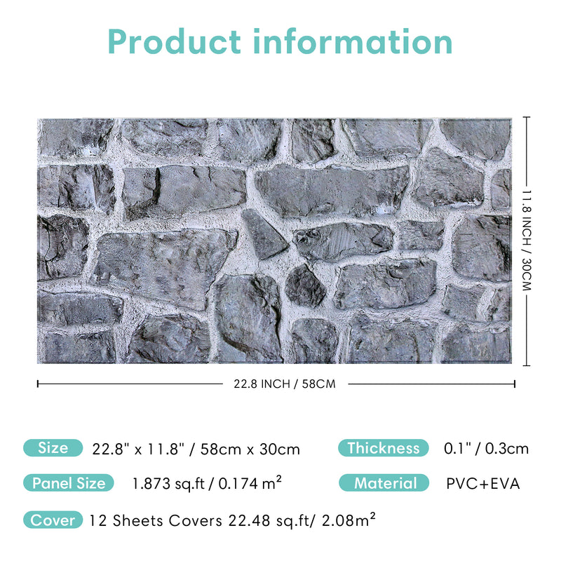 3D Retro Faux Stone Wall Panels Peel and Stick -Large Size