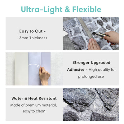 3D Retro Faux Stone Wall Panels Peel and Stick -Large Size