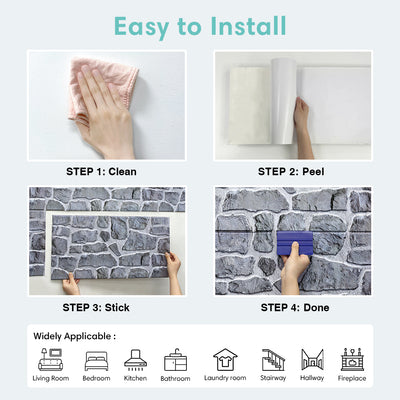 3D Retro Faux Stone Wall Panels Peel and Stick -Large Size