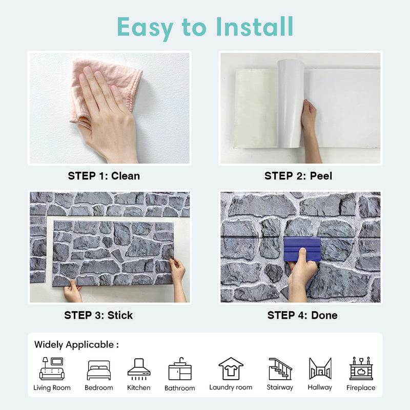 3D Retro Faux Stone Wall Panels Peel and Stick -Large Size