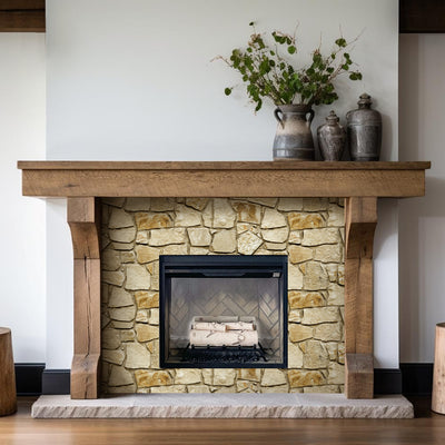 3D Brown Fieldstone Wall Panels Peel and Stick -Large Size
