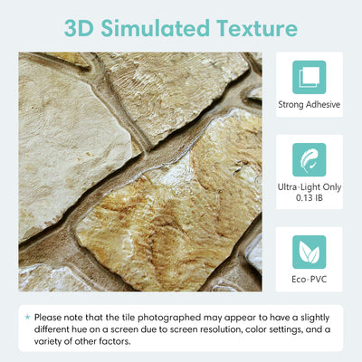 3D Brown Fieldstone Wall Panels Peel and Stick -Large Size
