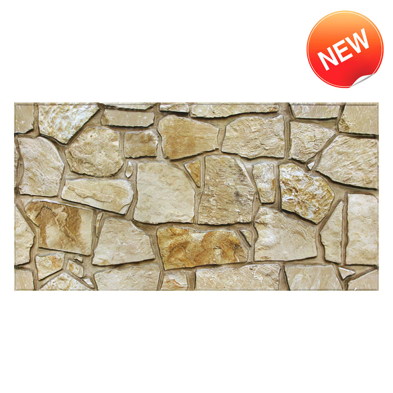 3D Brown Fieldstone Wall Panels Peel and Stick -Large Size