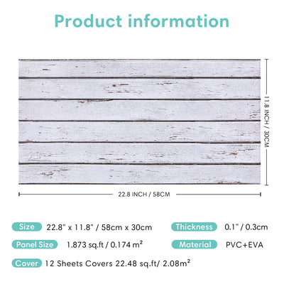 3D White Wood Grain Wall Panels Peel and Stick -Large Size