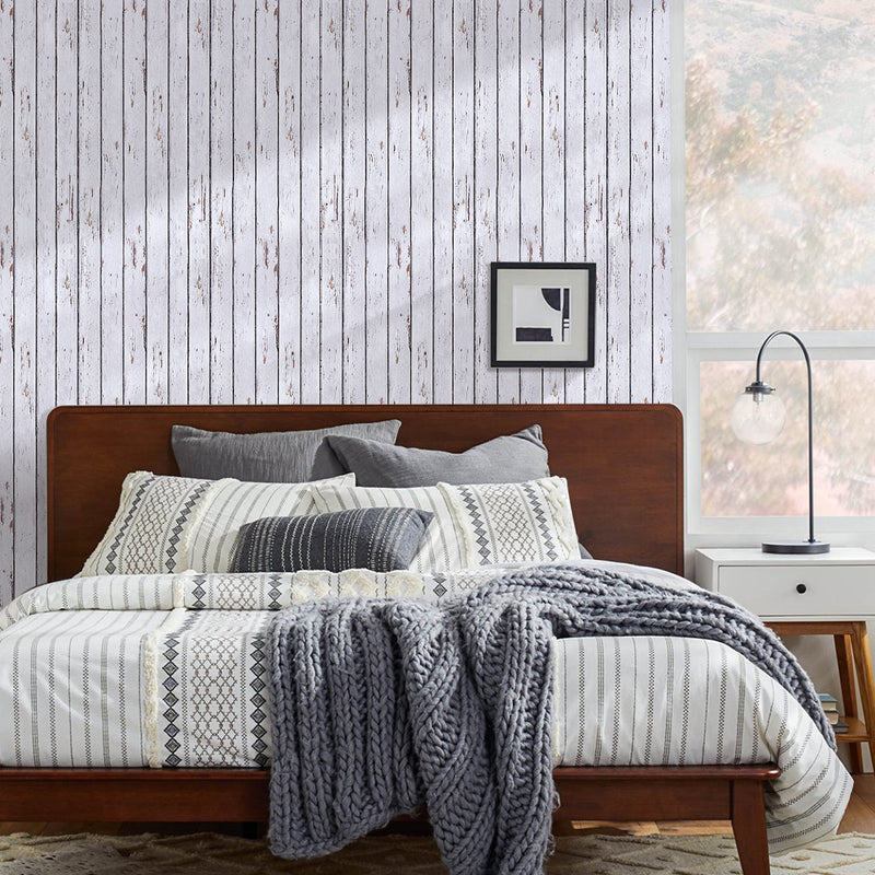 3D White Wood Grain Wall Panels Peel and Stick -Large Size