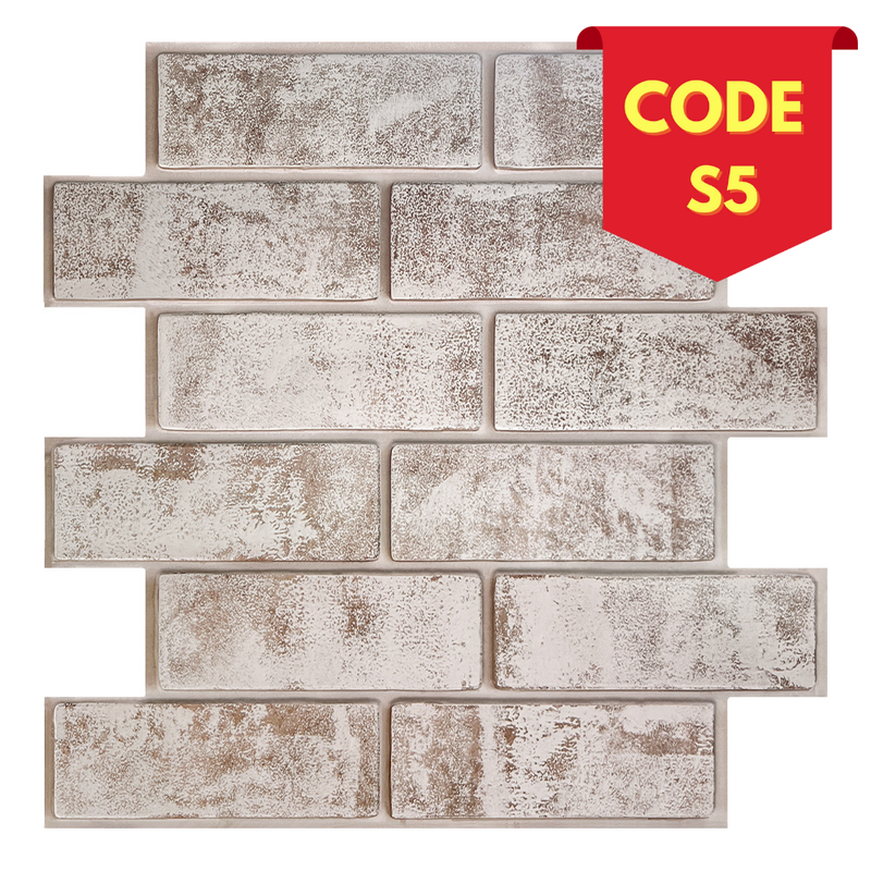 3D Whitewash Faux Brick Peel and Stick Wall Tile