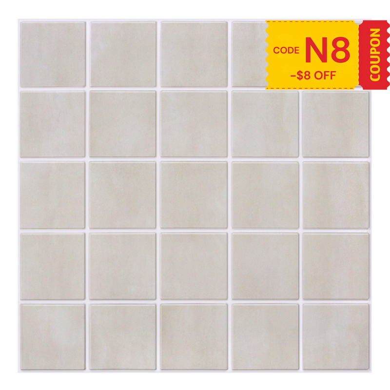 3D Beige Square Peel and Stick Wall Tile