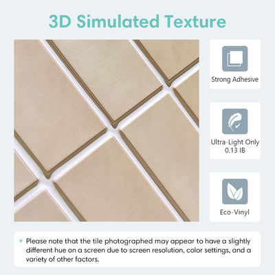 3D Beige Matt Straight Linear Mosaic Peel and Stick Wall Tile