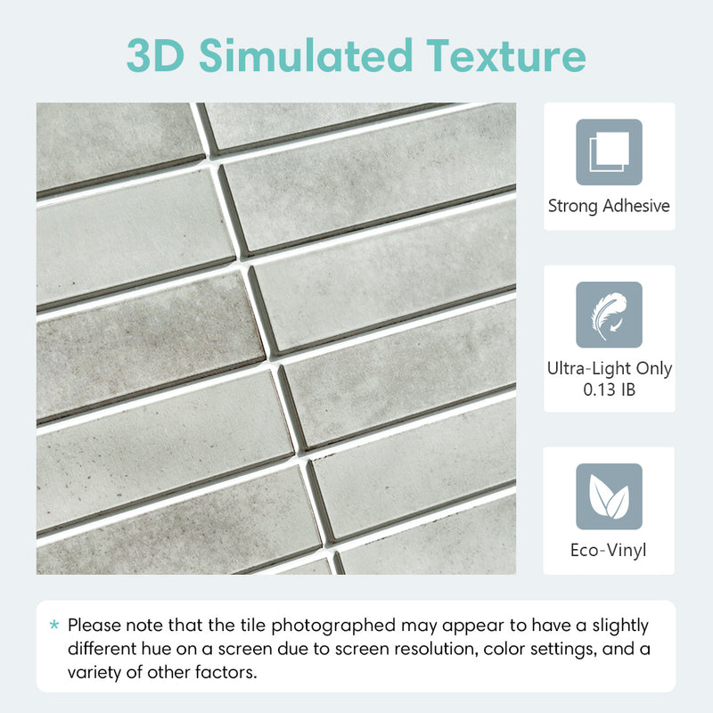 3D-graue matte lineare Mosaik-Wandfliese zum Abziehen und Aufkleben