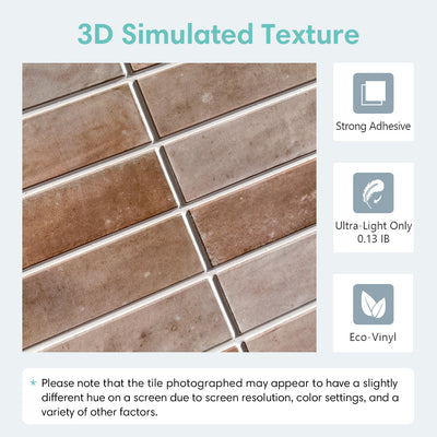 3D Terracotta Matt Linear Mosaic Peel and Stick Wall Tile
