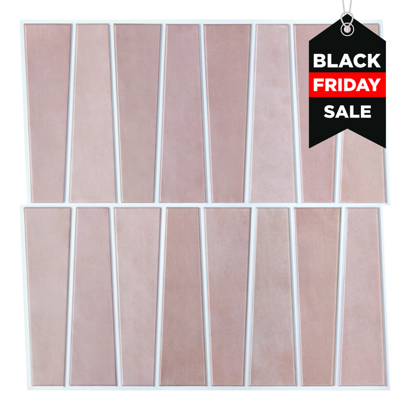 Azulejo de pared despegable y adhesivo en forma de trapezoide en 3D de color rosa