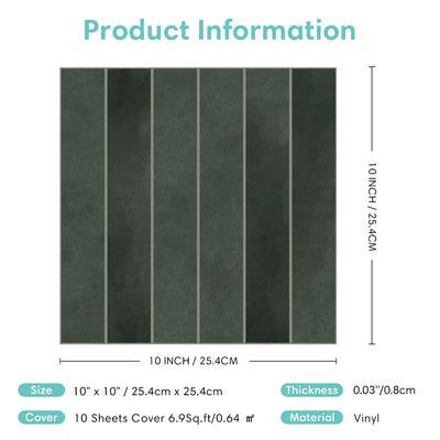 Adhesivo de vinilo para baldosas de suelo, de color verde oscuro, con forma cuadrada y lineal, para despegar y pegar