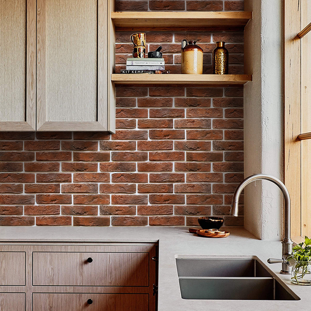 3D Red Brick Wall Panels Peel and Stick -Large Size – Commomy, image size:1080x1079