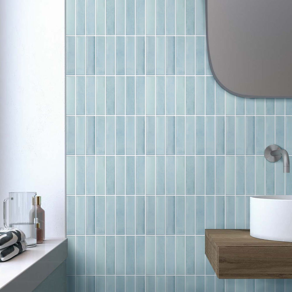 3D Blue Green Gradient Linear Mosaic Peel and Stick Wall Tile – Commomy