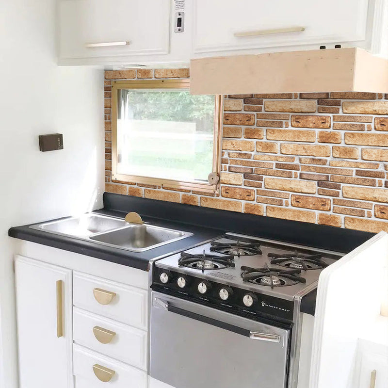 3D Brown Retro Stone Peel and Stick Wall Tile