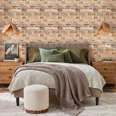 3D Brown Retro Stone Peel and Stick Wall Tile