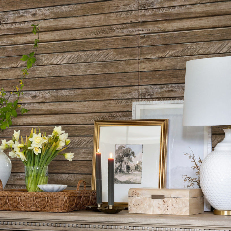 3D Brown Wood Wall Panels Peel and Stick -Large Size – Commomy