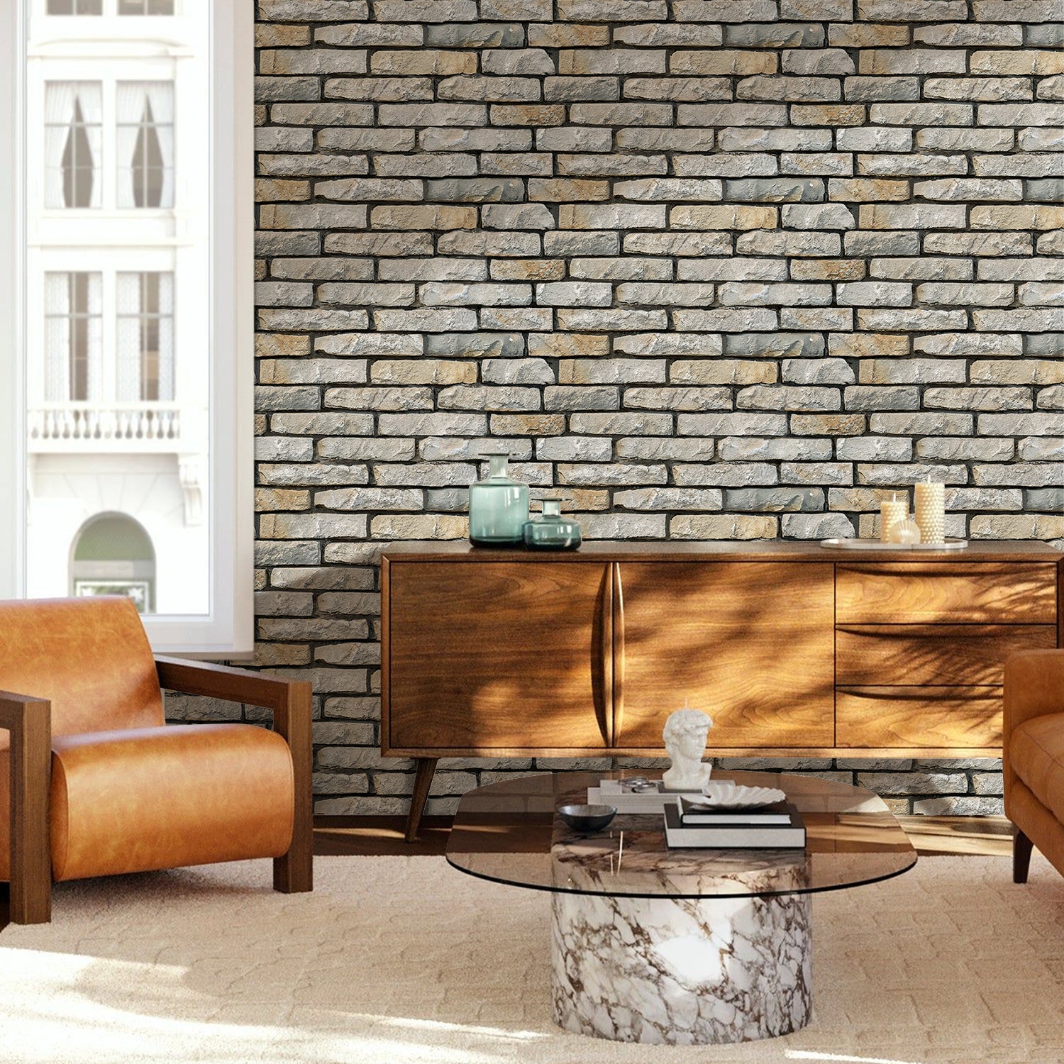 3D Drystack Stone Wall Panels Peel and Stick -Large Size – Commomy