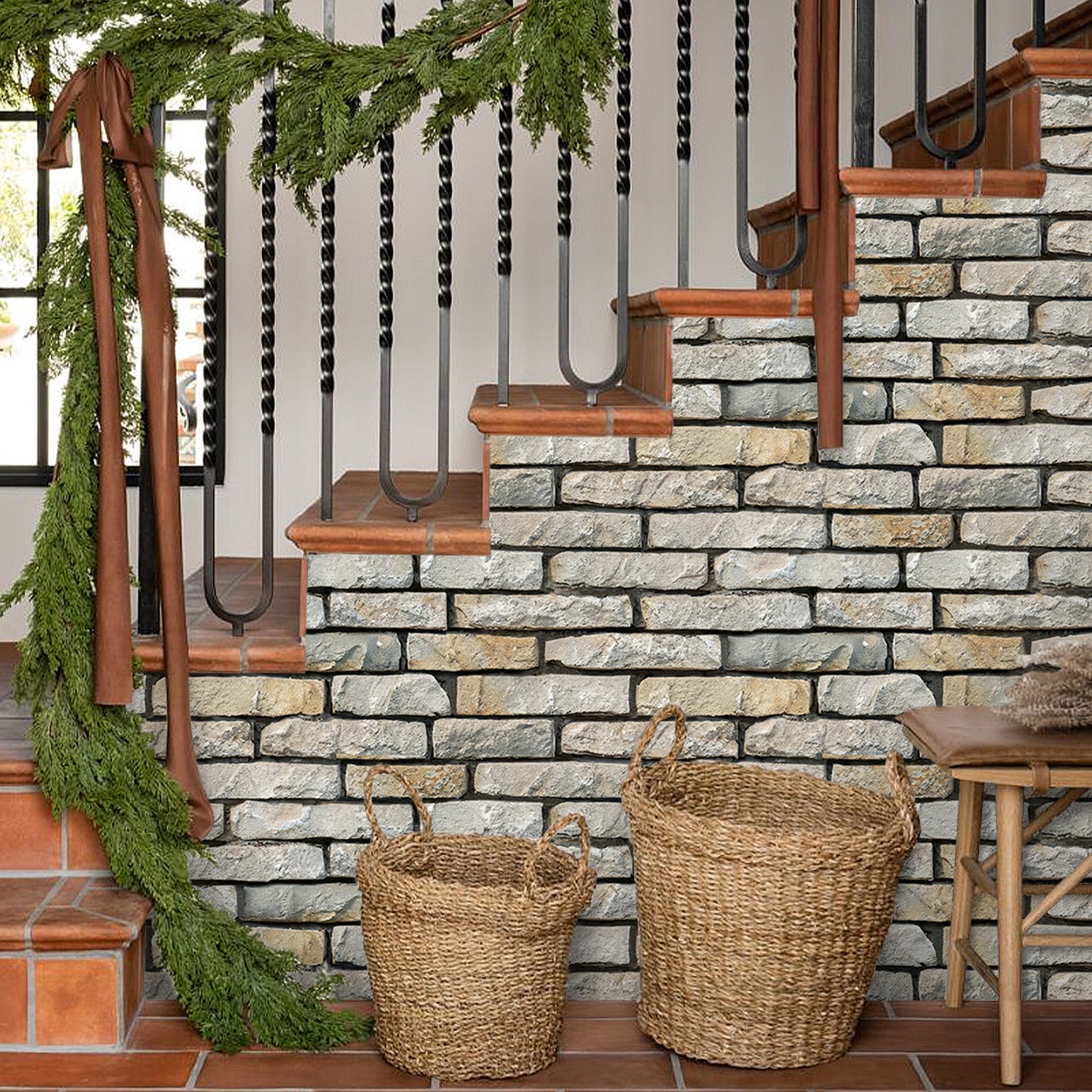 3D Drystack Stone Wall Panels Peel and Stick -Large Size – Commomy
