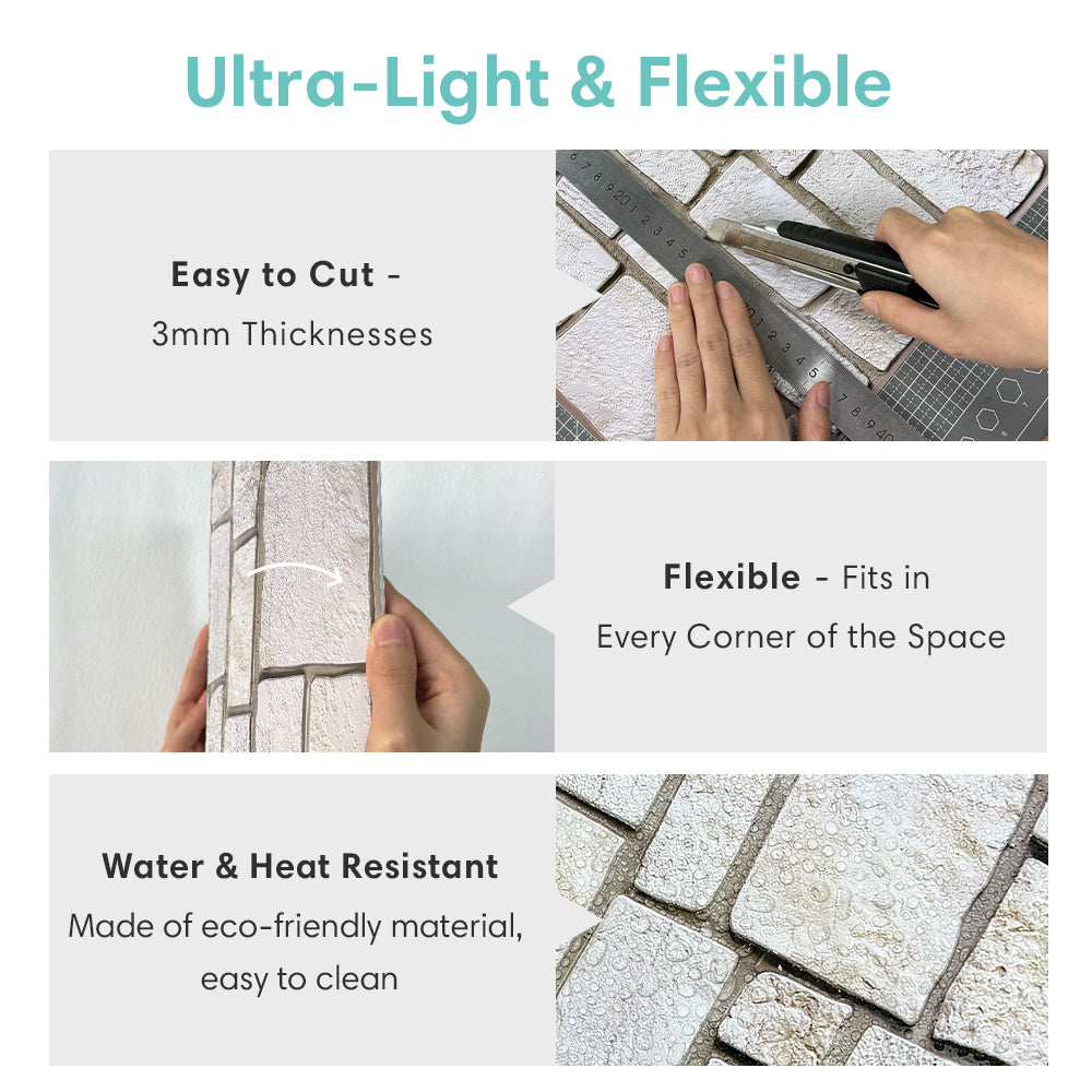 Fake Tiles 3D Faux Limestone Peel and Stick Wall Tile – Commomy