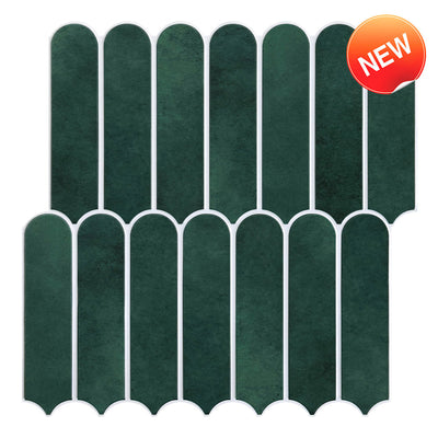3D Forest Green Fish Scale Peel and Stick Wall Tile