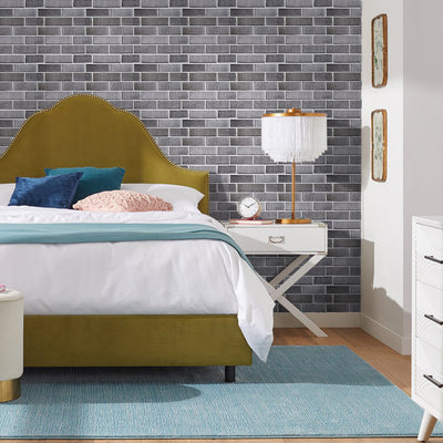 3D Gray Brick Peel and Stick Wall Tile