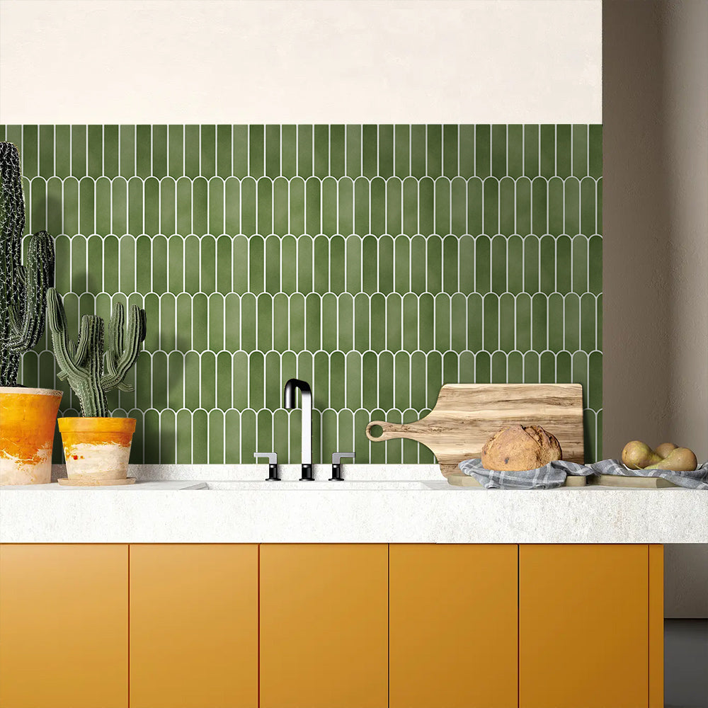 3D Green Fish Scale Peel and Stick Wall Tile – Commomy