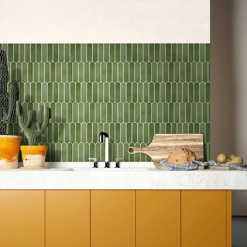 3D Green Fish Scale Peel and Stick Wall Tile