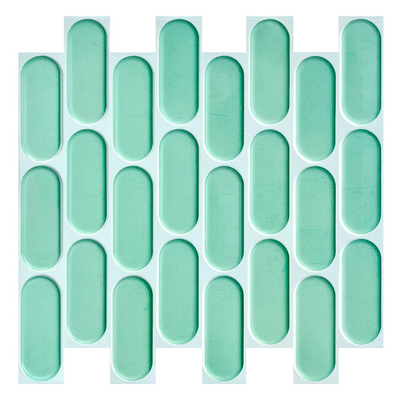 3D grüne Ovale Mosaik-Wandfliese zum Abziehen und Aufkleben