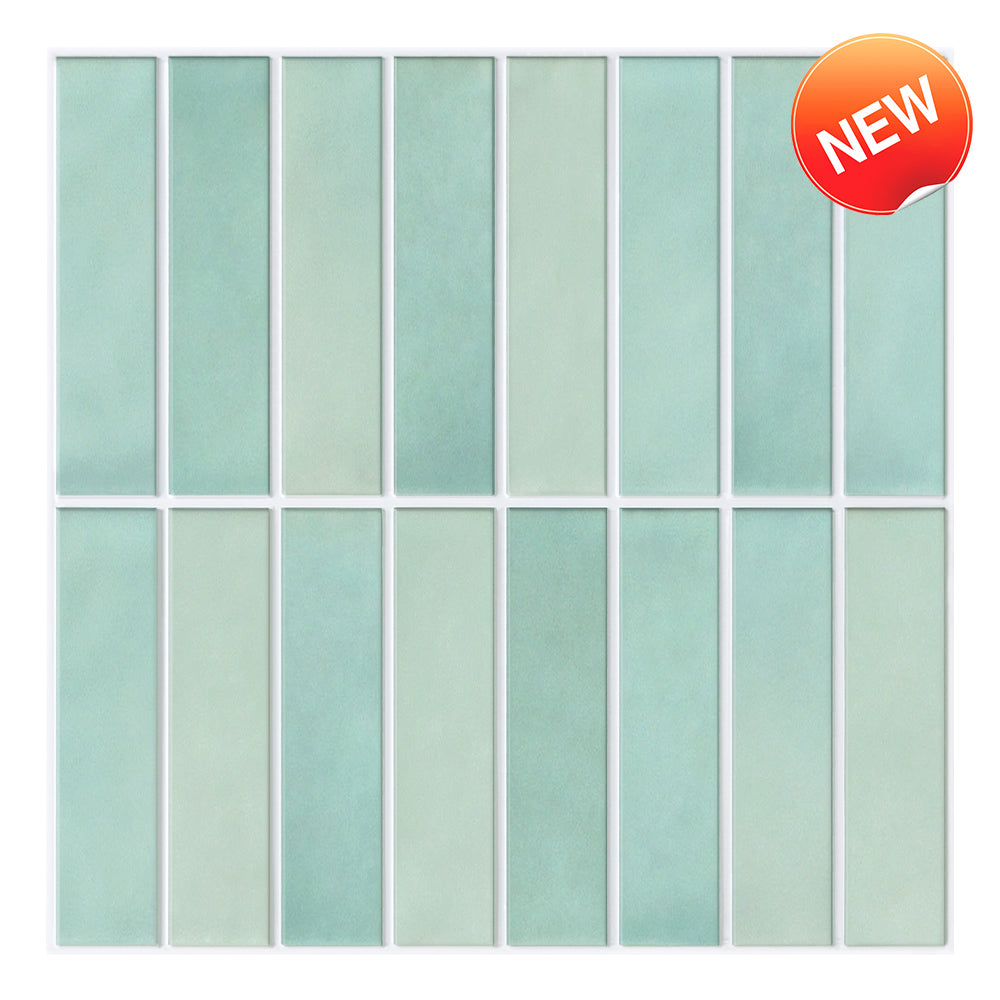 3D Light Green Gradient Linear Mosaic Peel and Stick Wall Tile – Commomy