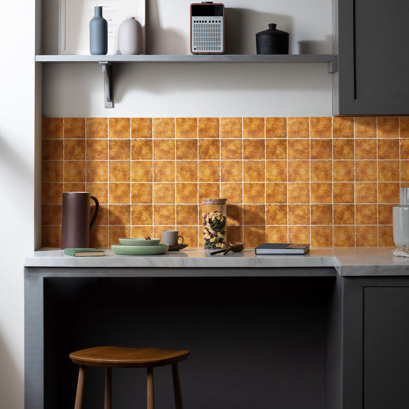 3D Orange Ceramic Square Peel and Stick Wall Tile