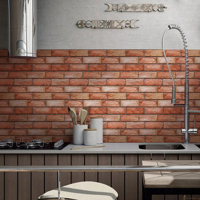 3D Red Brick Texture Peel and Stick Wall Tile