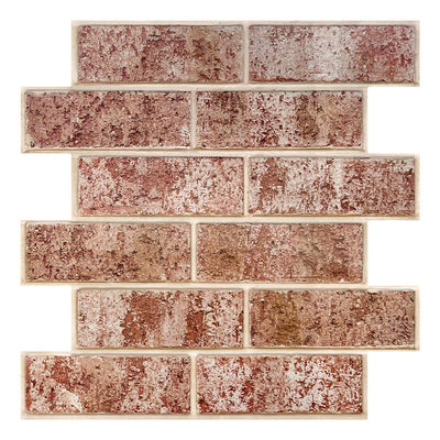 3D Whitewash Red Brick Peel And Stick Wall Tile_Commomy_Decor