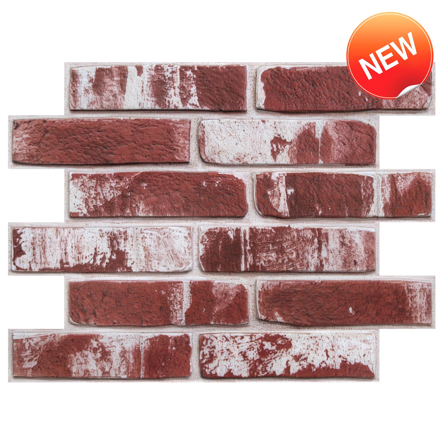 3D Red Whitewashed Brick Peel and Stick Wall Panels – Commomy