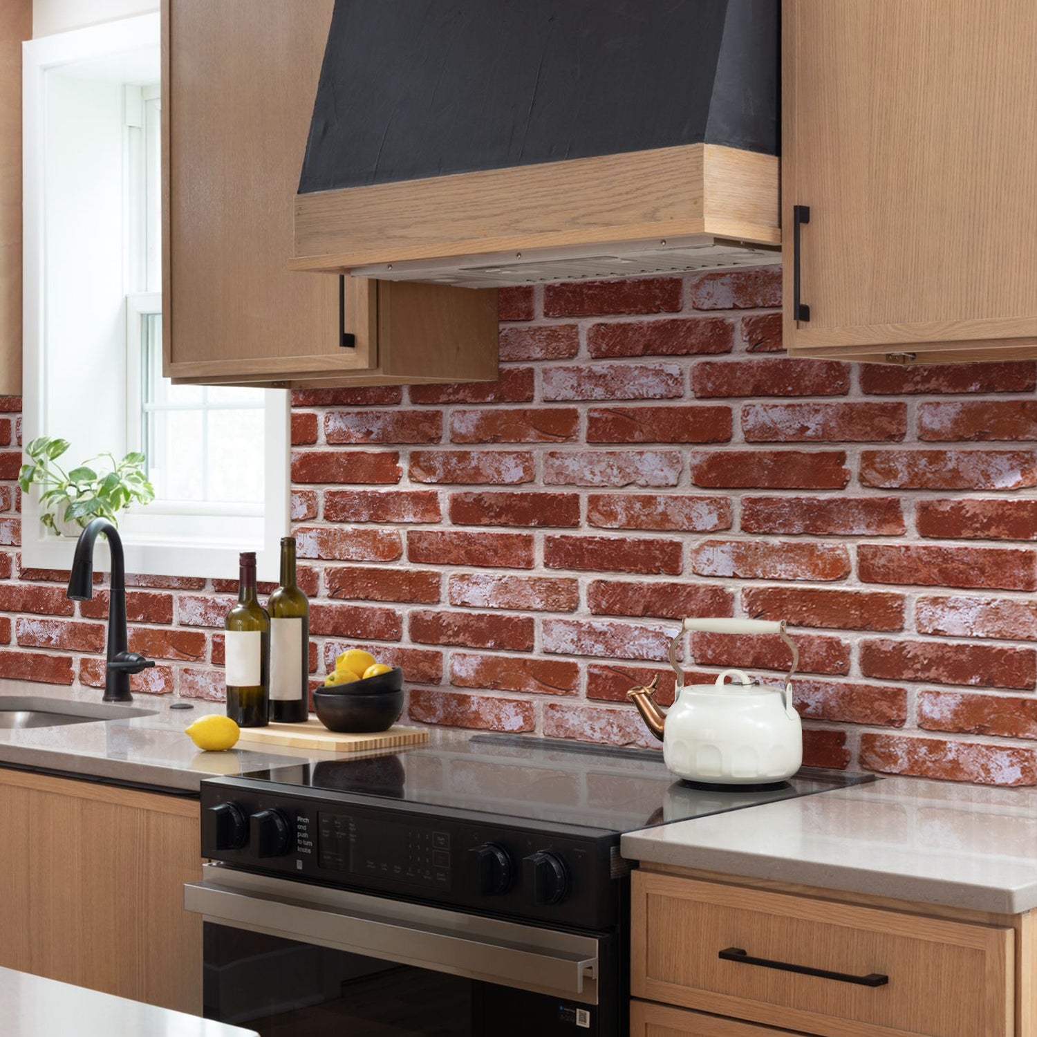 3D Rustic Red Brick Wall Panels Peel and Stick -Large Size – Commomy