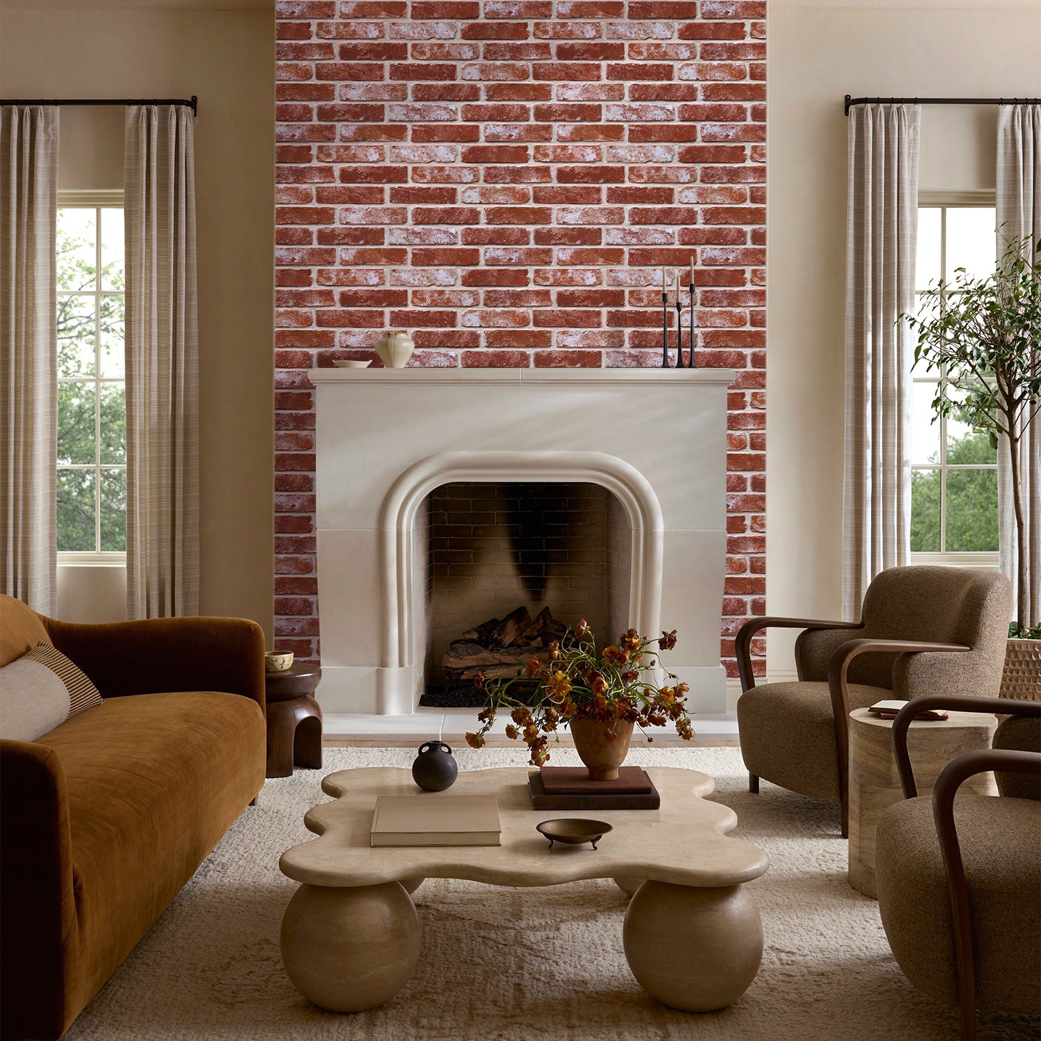 3D Rustic Red Brick Wall Panels Peel and Stick -Large Size – Commomy