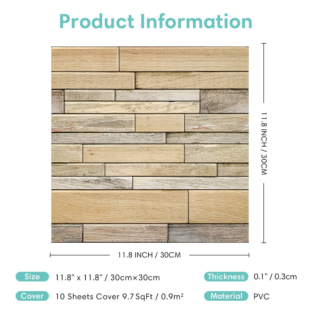 3D Shiplap Wood Peel and Stick Wall Tile – Commomy