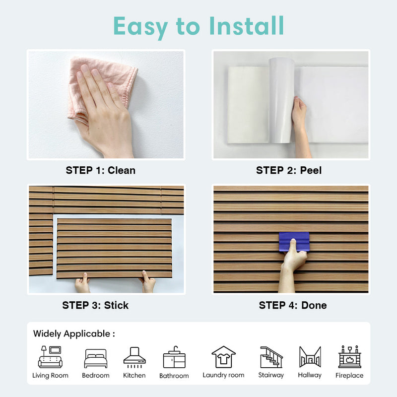 3D Slat Wood Wall Panels Peel and Stick -Large Size – Commomy