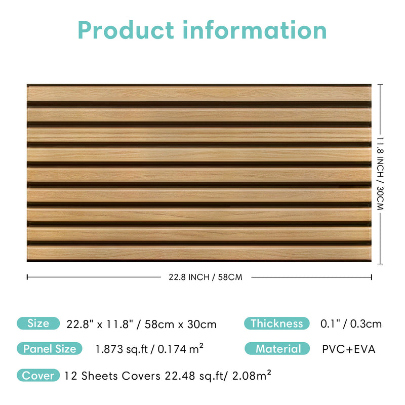 3D Slat Wood Wall Panels Peel and Stick -Large Size – Commomy