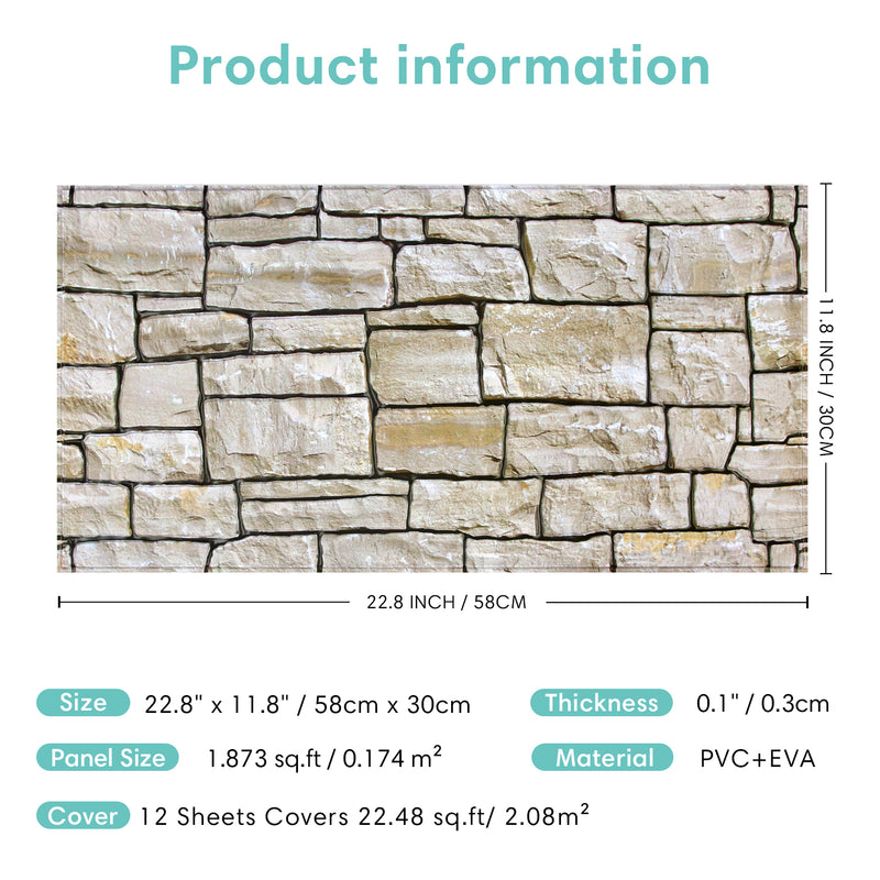 3D Stacked Stone Wall Panels Peel and Stick -Large Size – Commomy