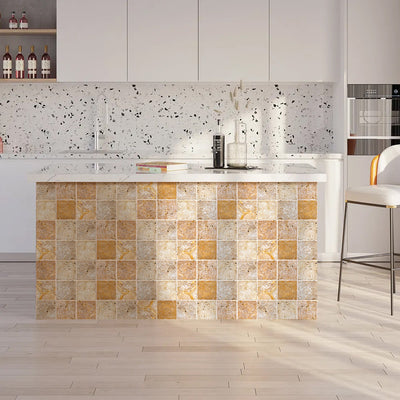 3D Tan Rock Stone Peel and Stick Wall Tile