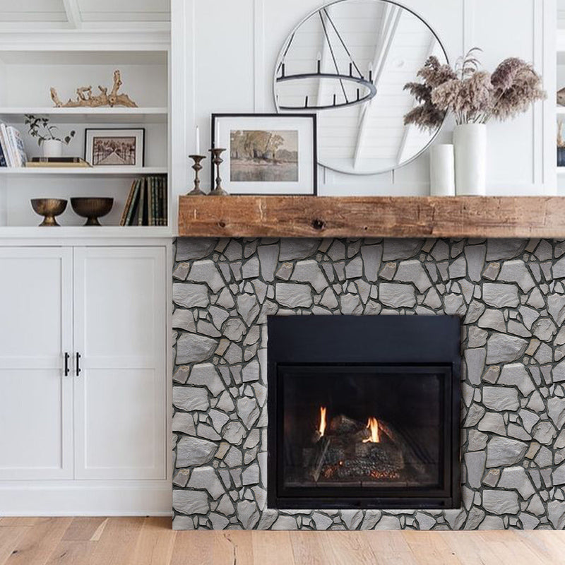 3D Vintage Gray Stone Peel and Stick Wall Tile