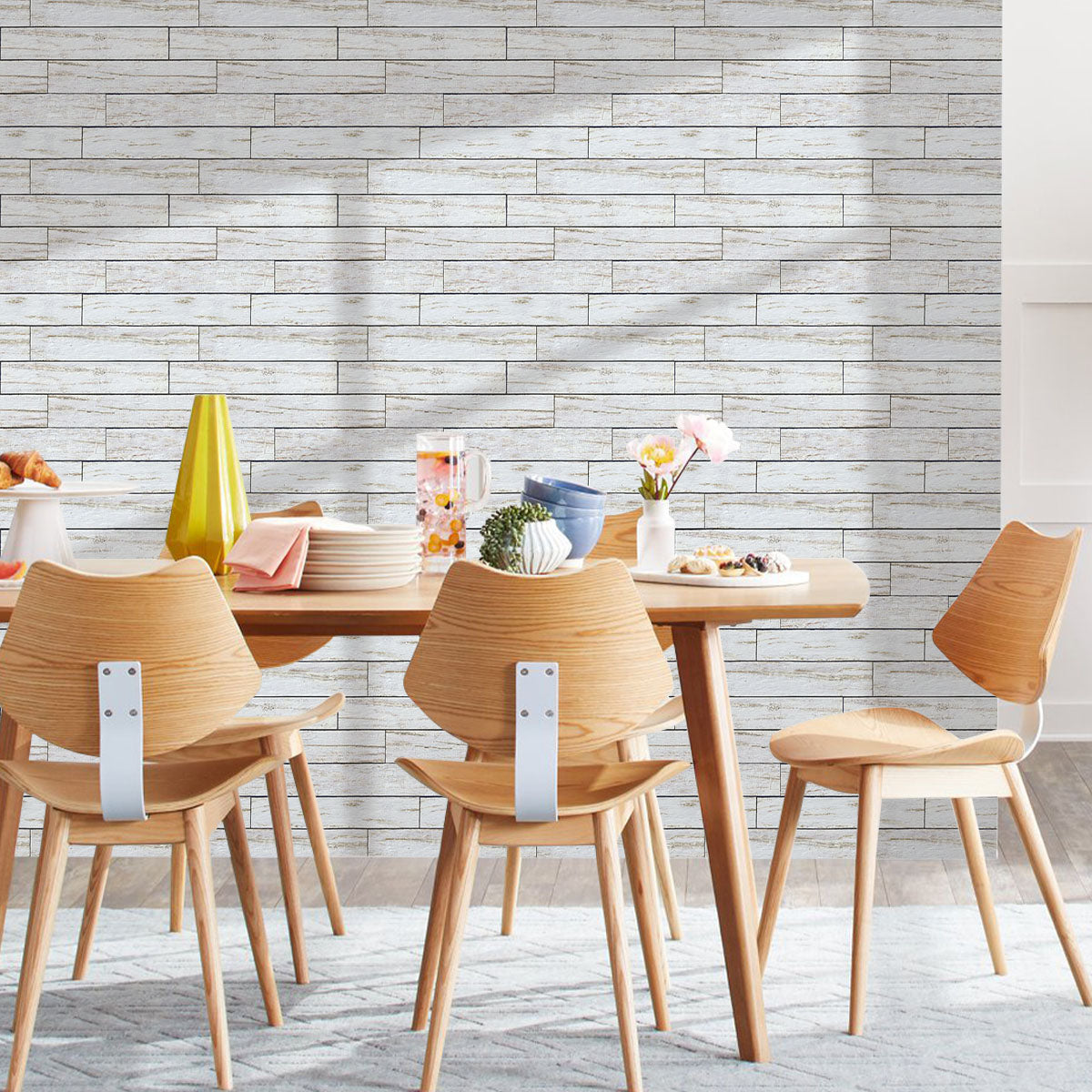 3D White Shiplap Wood Peel and Stick Wall Tile – Commomy