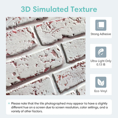 3D Whitewash Brick Peel and Stick Wall Tile_Commomy Decor
