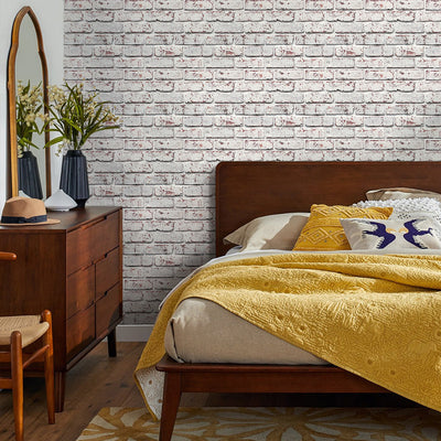 3D Whitewash Brick Peel and Stick Wall Tile_Commomy Decor