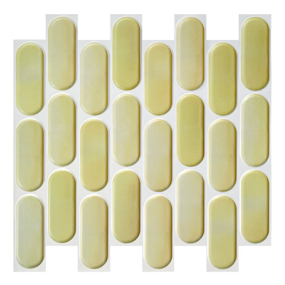 3D gelbe ovale Mosaik-Wandfliese zum Abziehen und Aufkleben