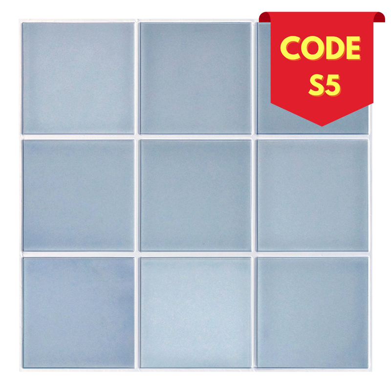 3D Slate Blue Ceramic Square Peel and Stick Wall Tile